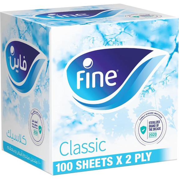 Fine Facial Tissues Classic Sterilied 100 Sheets Pl Carton Cubic
